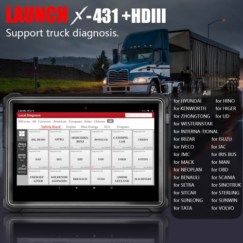Bluetooth/Wifi LAUNCH X431 V+ Truck Diagnostic Tool with HD III Module Work for Heavy Duty Diesel Truck 24V truck Only