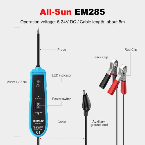 All-Sun EM285 Power Probe Car Electric Circuit Tester Automotive Tools 6-24V DC test kit