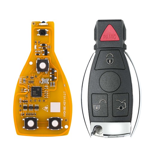 Xhorse Yellow Color VVDI BE Key Pro + Mercedes Benz Key Shell 4 Button Without Logo And Red Panic 5pcs/lot