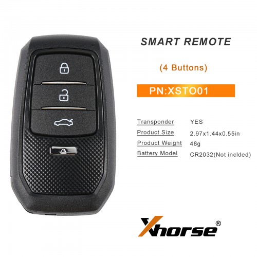 [With Key Shell ] Xhorse XSTO01EN Toyota XM38 Smart Key 4D 8A 4A All in One with Key Shell Supports Rewrite