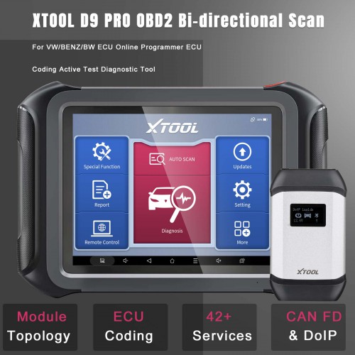 XTOOL D9 PRO OBD2 Bi-directional Scan For VW/BENZ/BW ECU Online Programmer ECU Coding Active Test Diagnostic Tool