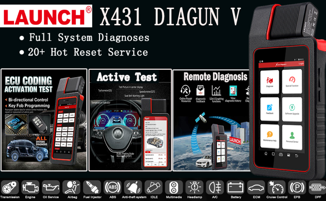 LAUNCH X431 DIAGUN V: ALL-IN-ONE Full System Bi-directional Control Scan Tool