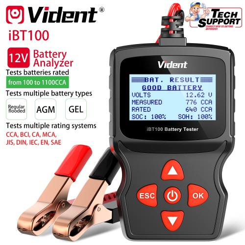 [UK/EU SHIP] Vident iBT100 12V Battery Analyzer for Flooded, AGM,GEL 100-1100CCA Automotive Tester Diagnostic Tool
