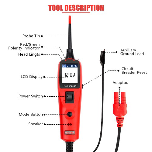 [UK/EU Ship] Autel PowerScan PS100 Electrical System Diagnostics Tool Autel PS100 Car Automotive OBD2 Scanner Car Auto Circuit Battery Tester