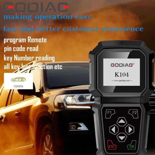 GODIAG K104 TOYOTA Hand-held key Programming Support Replace Engine ECU And All Key Lost