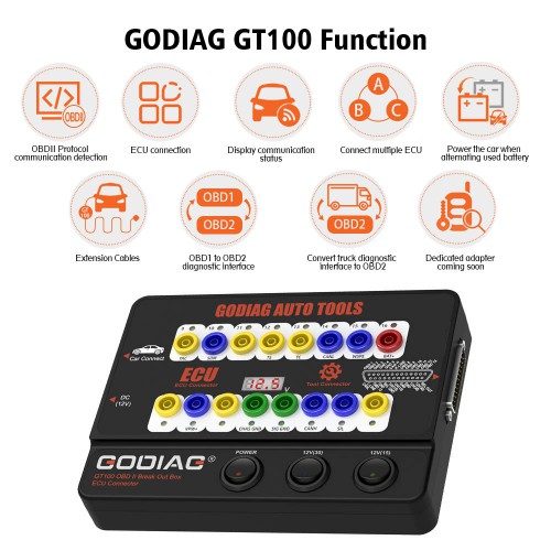 [UK SHIP] GODIAG GT100 AUTO OBD II 16PIN Protocol Break Out Box ECU Connector