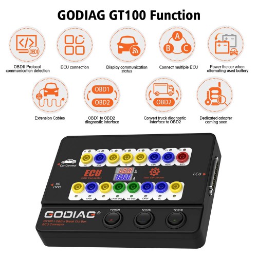 GODIAG GT100+ GT100 Pro OBDII Breakout Box ECU Bench Connector with Electronic Current Display