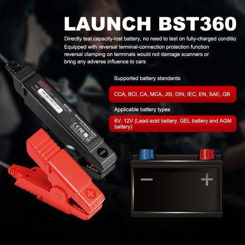 Launch BST360 Battery Tester Used with X-431 PRO GT, X-431 PRO V4.0, X-431 PRO3 V4.0, X-431 PRO5, X-431 PAD III V2.0, X-431 PAD V