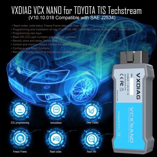  VXDIAG VCX NANO for TOYOTA Techstream  V17.20.013 Compatible with SAE J2534 Supports the Toyota models including 2019