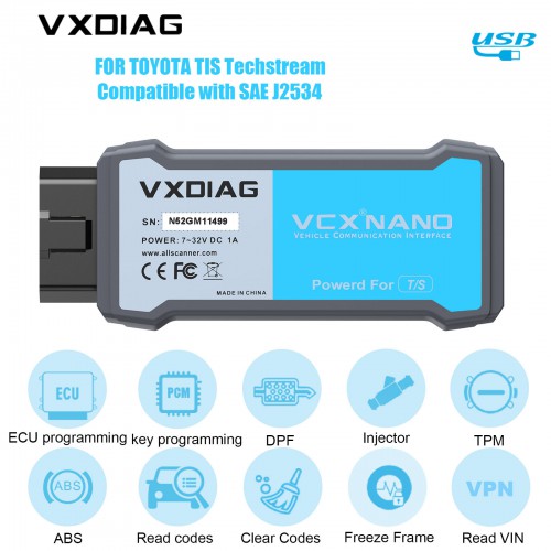 WIFI version VXDIAG VCX NANO for TOYOTA TIS Techstream V17.10.012 Compatible with SAE J2534