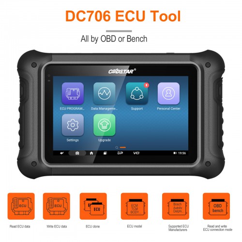 Full Version OBDSTAR DC706 ECU TCM BCM Programmer Cloning Tool for Car and Motorcycle by OBD Bench Boot PK I/O Terminal