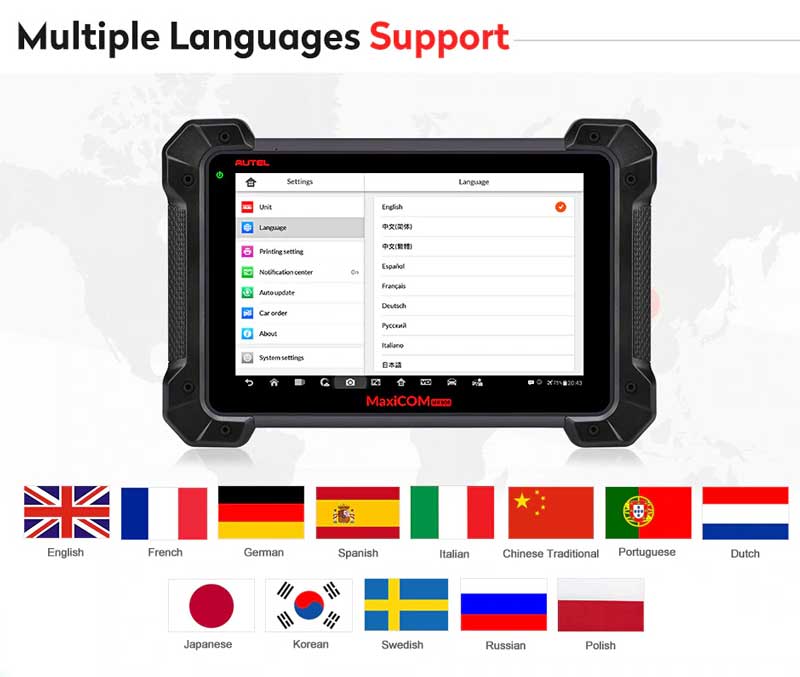MaxiCOM MK908P Multiple Languages Support