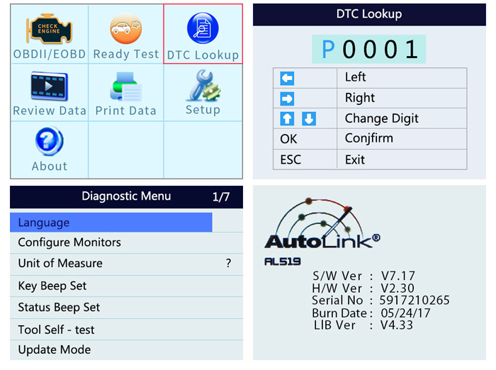 AutoLink AL519 features 