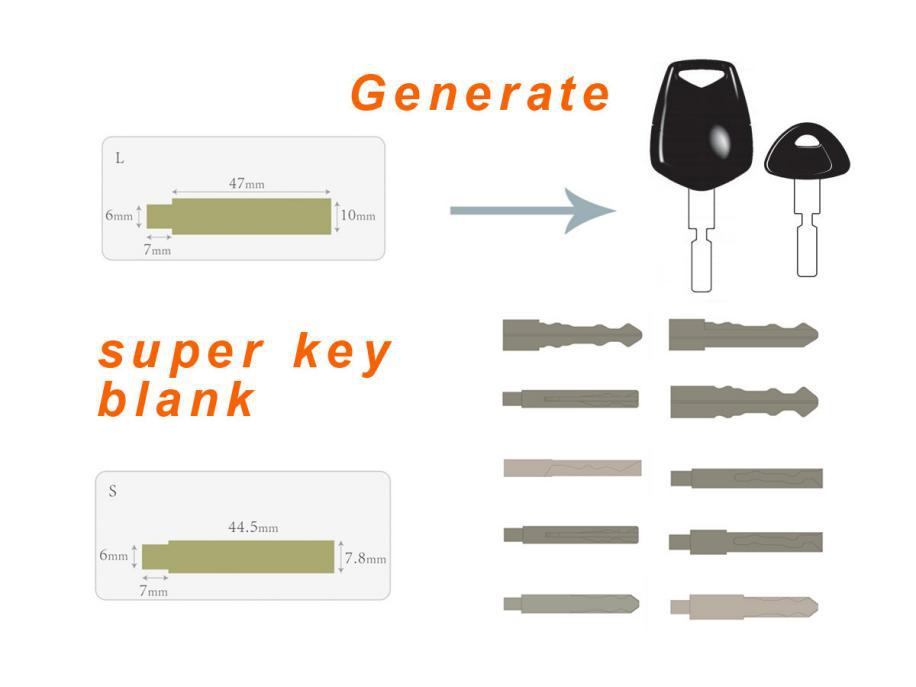 This function can generate flat key types,standard key types,laser key types