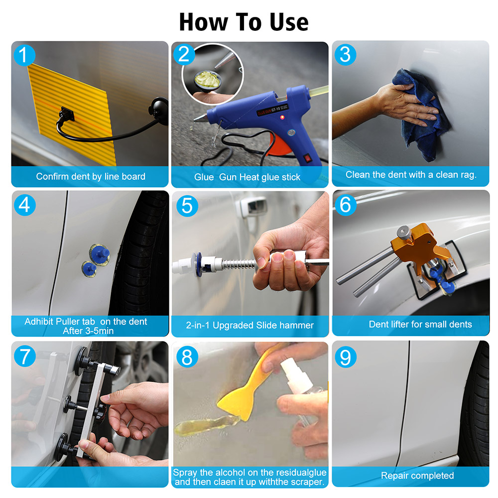 How to use  81PCS PDR Dent Lifter Tools Kit