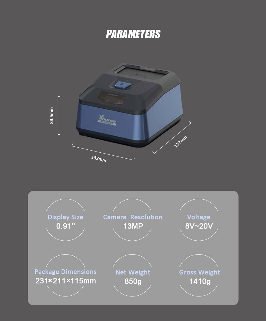 The Paremeters of Xhorse XDKR00GL Key Reader