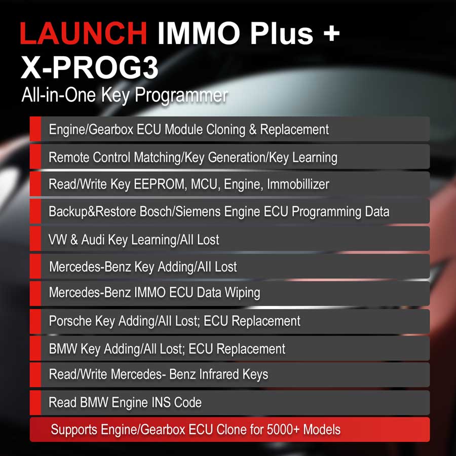 launch x431 immo plus feature