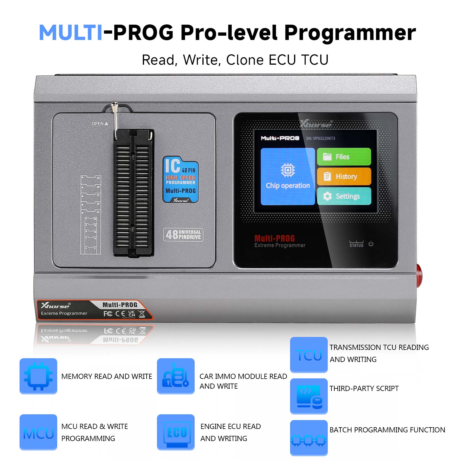 Xhorse Multi-Prog Multi Prog ECU TCU Programmer fucntions