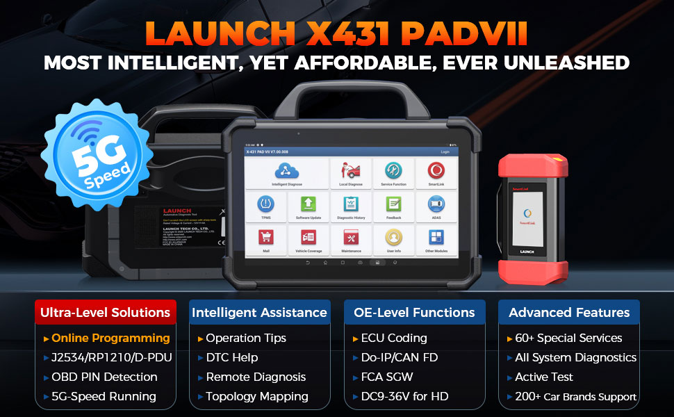 Launch X431 PAD VII with Smartlink C