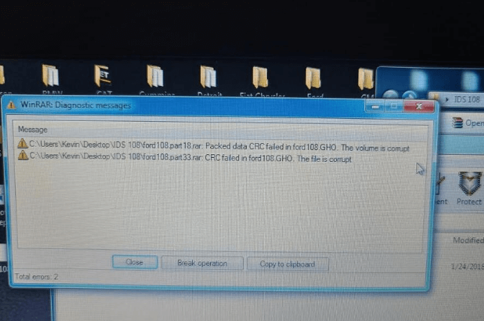 Solve V108 Ford VCM II CRC Failed in Ford108 GHO Error