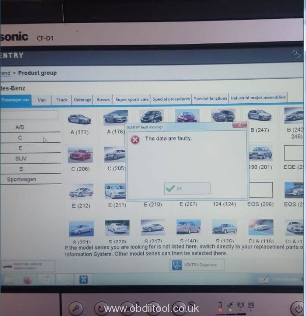 Benz C6 OEM Xentry Software “The data are faulty” Solution 1
