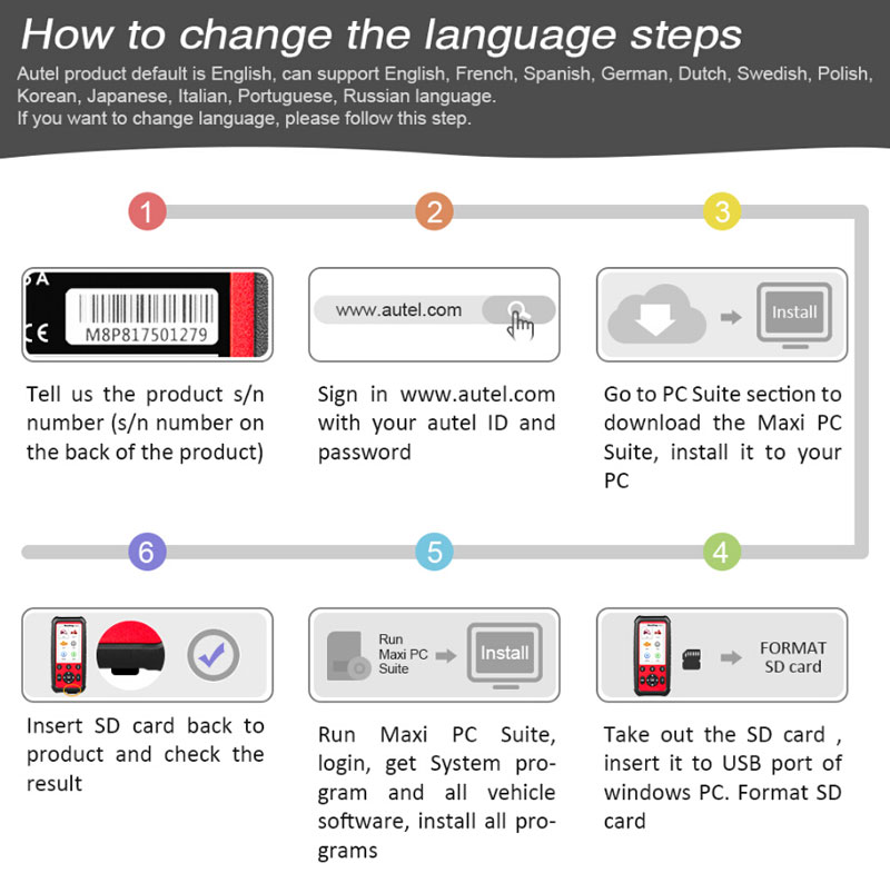 how to change language for Autel MaxiDiag MD806 pro